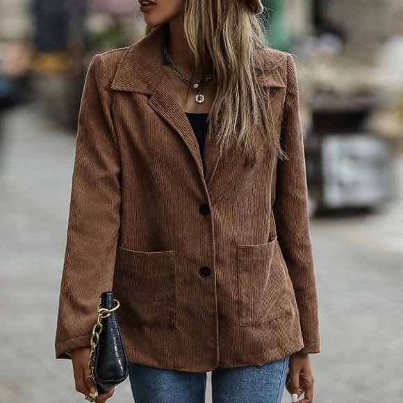 brown corduroy coat boho casual streetwear - Picture 6 of 6